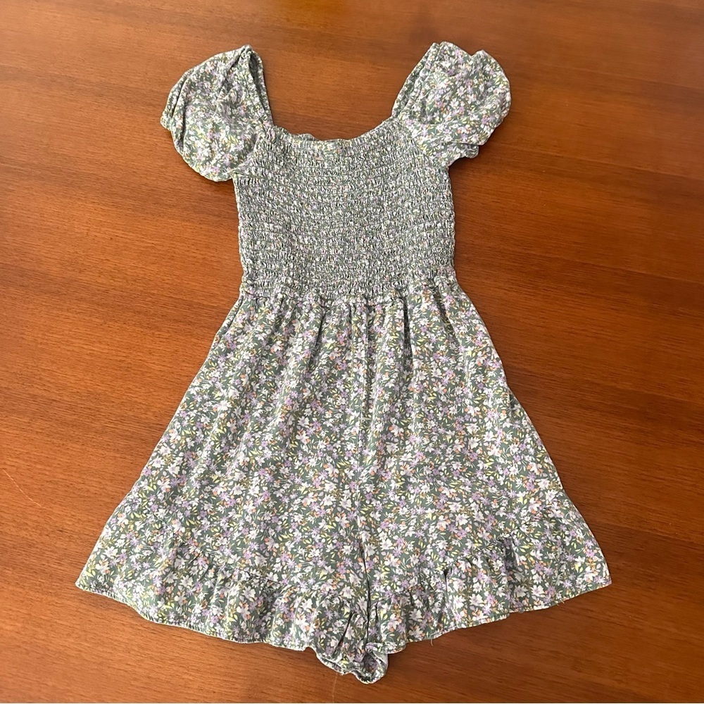 art class Kids Floral Set - Green Romper and Cream Dress Size 7/8 - Picture 6 of 11